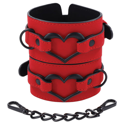 Sex & Mischief Amor Handcuffs in Red Vegan Leather Restraints