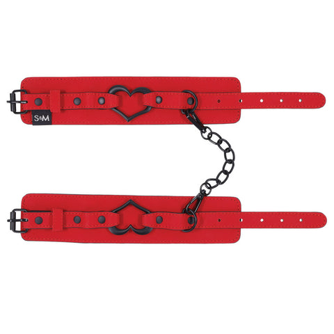 Sex & Mischief Amor Handcuffs in Red Vegan Leather Restraints