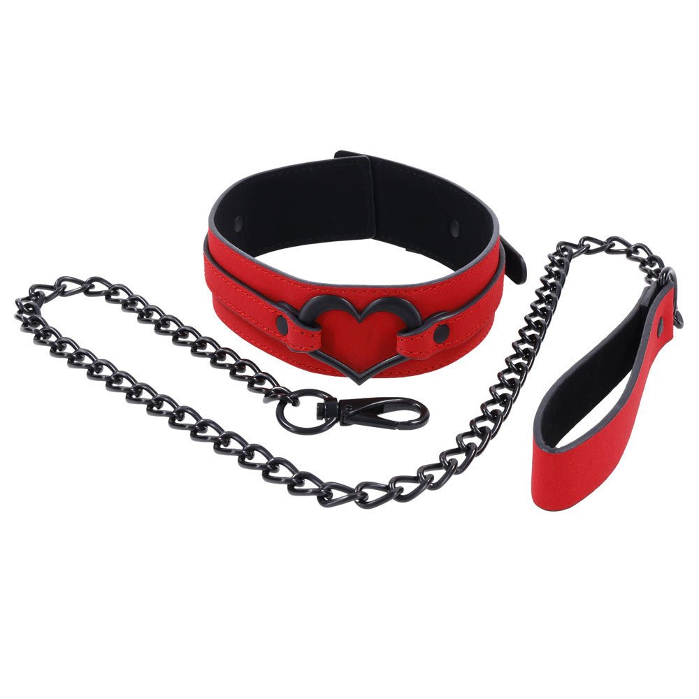 S&M Amor Heart Collar and Leash (Red) – Luxury Collar and Leash Set > Bondage Gear > Collars & Leashes