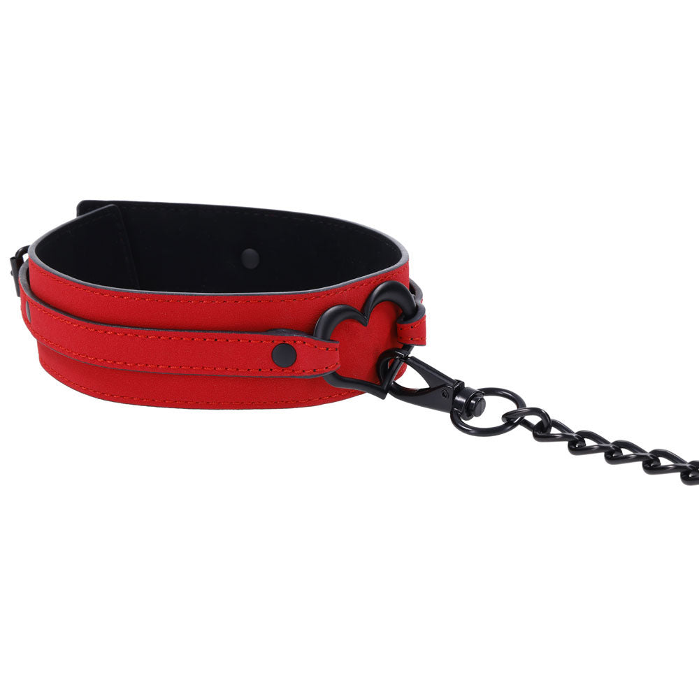 S&M Amor Heart Collar and Leash (Red) – Luxury Collar and Leash Set > Bondage Gear > Collars & Leashes