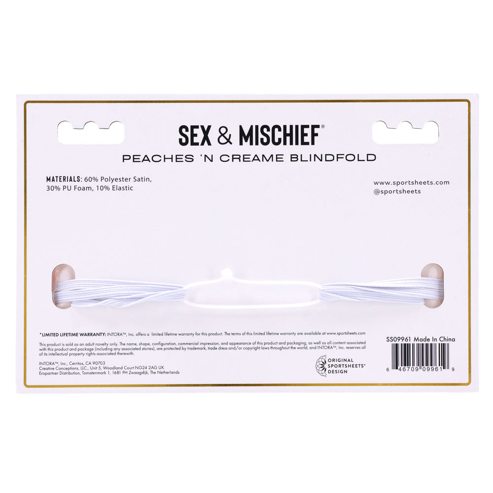 Sex and Mischief Peaches and Cream Blindfold Peach Eyemask Blindfold