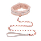 Peach Faux Fur Collar And Leash Set With Rose Gold Luxury > Bondage Gear > Collars & Leashes