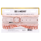 Peach Faux Fur Collar And Leash Set With Rose Gold Luxury > Bondage Gear > Collars & Leashes