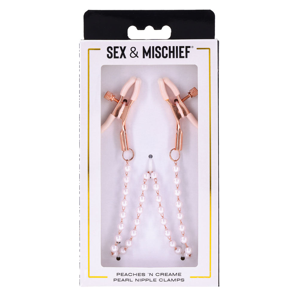 Sportsheets Sex & Mischief Peaches n CreaMe Pearl Nipple Clamps