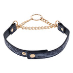 Sex & Mischief Cougar Day Collar Navy and Gold with Chain and Ring Size 38-43 cm > Bondage Gear > Collars & Leashes