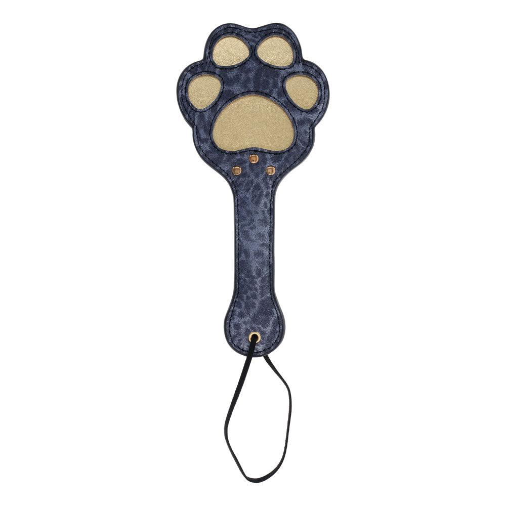 Sex and Mischief Cougar Paw Paddle Navy and Gold Spanking Paddle Blue Whips & Paddles