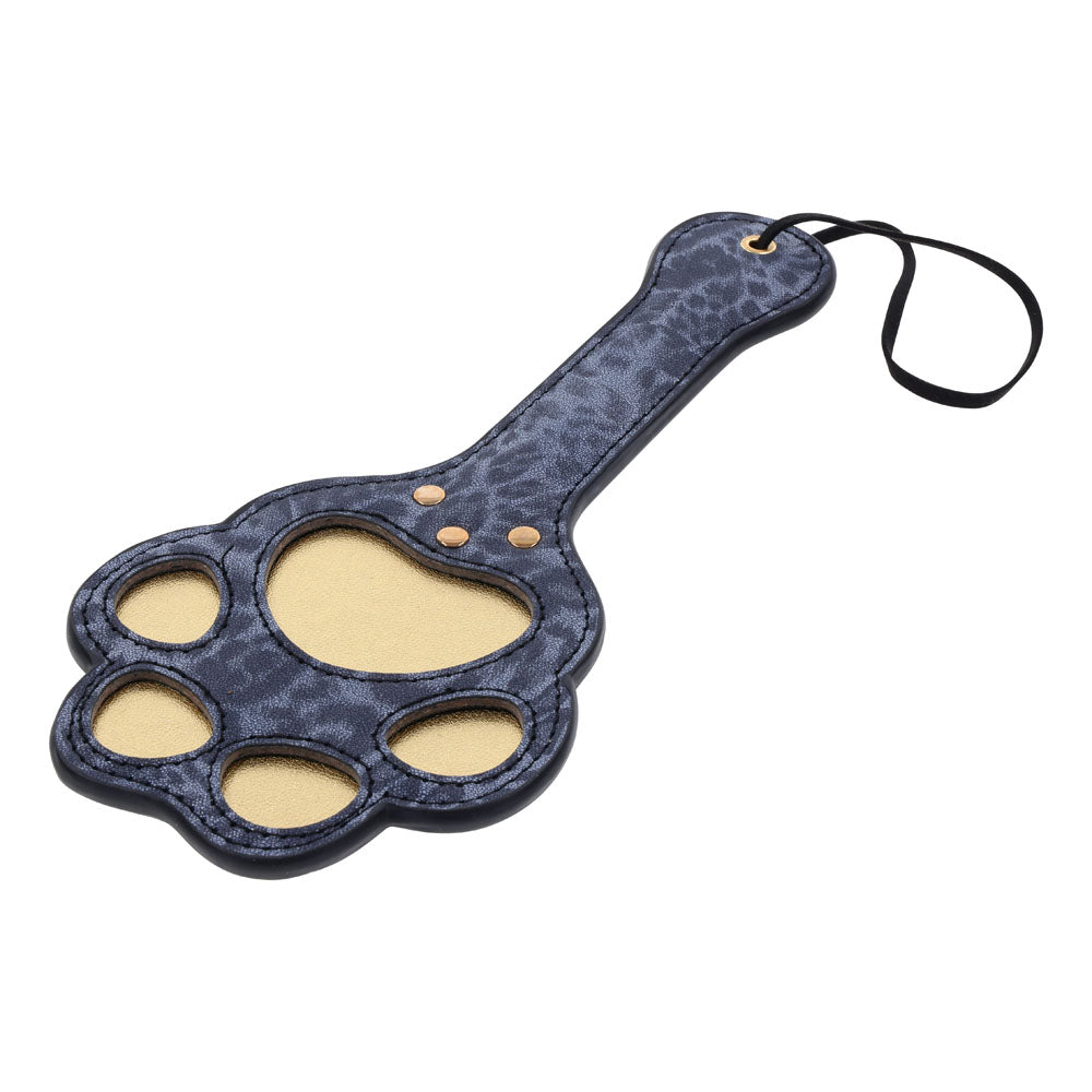 Sex and Mischief Cougar Paw Paddle Navy and Gold Spanking Paddle Whips & Paddles