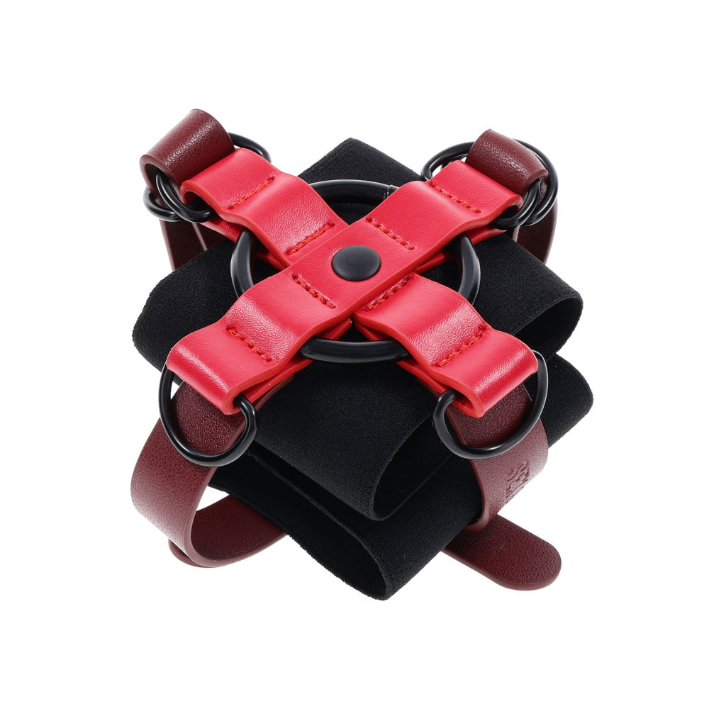 S&M Exs & Ohs Cross Cuffs (Black) – Restraints > Bondage Gear > Restraints Main image