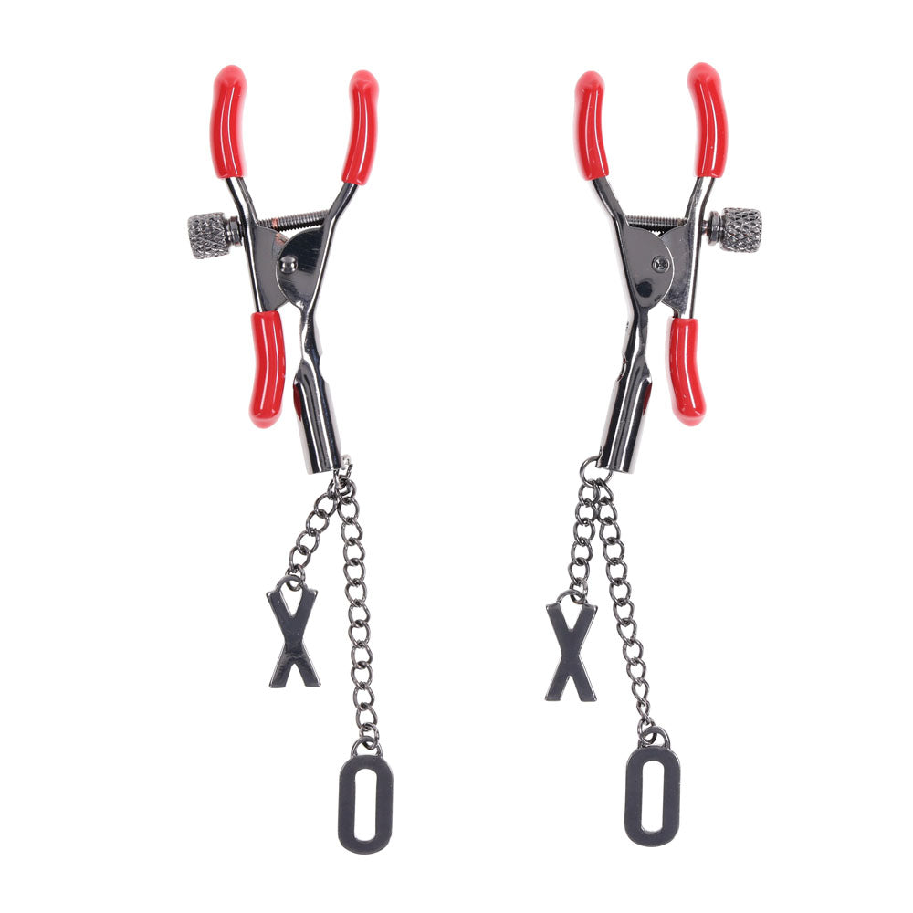 S&M Exs and Ohs Nipple Clamps Tipped Metal Nipple Clamps Set of 2 > Sex Toys > Nipple Clamps