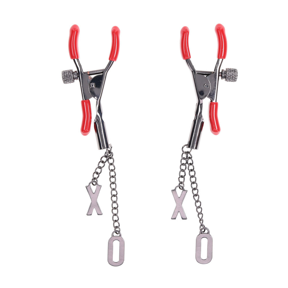 S&M Exs and Ohs Nipple Clamps Tipped Metal Nipple Clamps Set of 2 > Sex Toys > Nipple Clamps