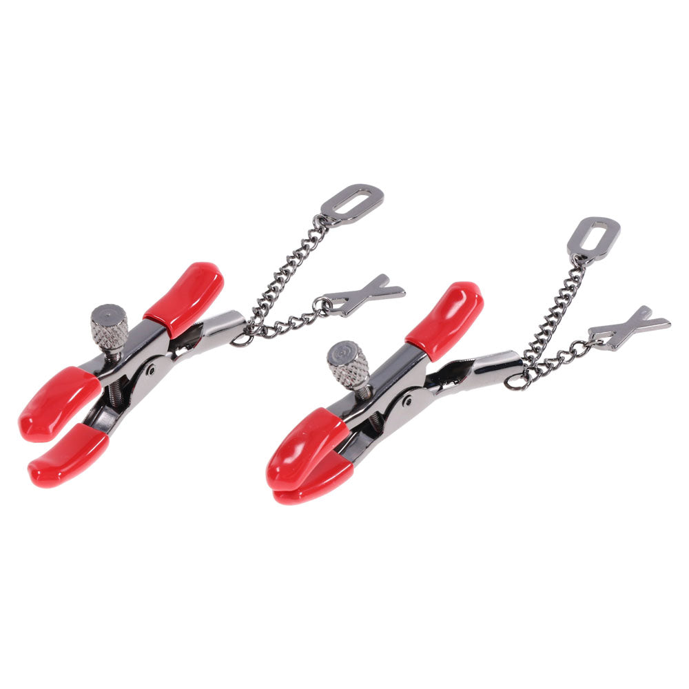S&M Exs and Ohs Nipple Clamps Tipped Metal Nipple Clamps Set of 2 > Sex Toys > Nipple Clamps