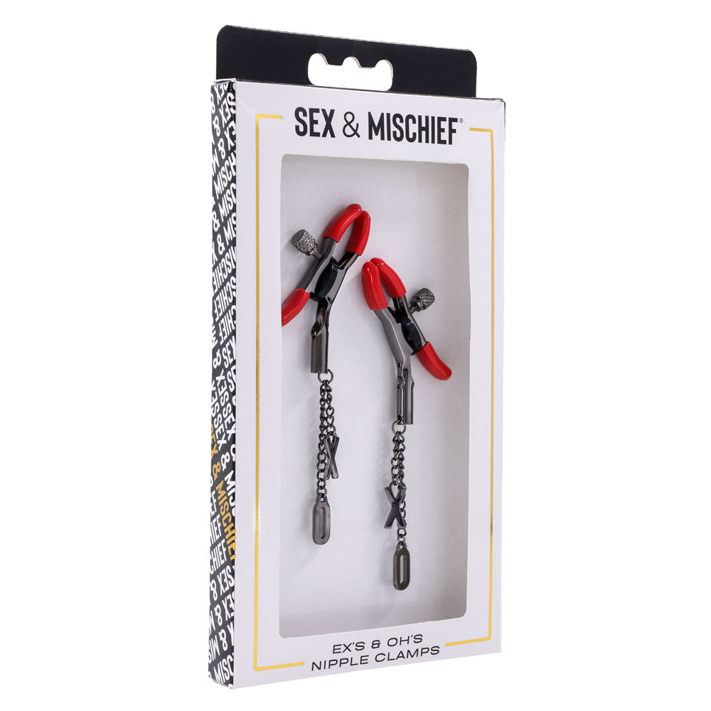 S&M Exs and Ohs Nipple Clamps Tipped Metal Nipple Clamps Set of 2 > Sex Toys > Nipple Clamps