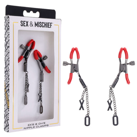 S&M Exs & Ohs Nipple Clamps Set of 2 for Pleasure Adult Stuff Warehouse S&M Exs & Ohs Nipple Clamps Set of 2 for Pleasure Adult Stuff Warehouse