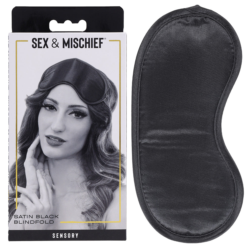 Sex & Mischief Satin Blindfold - Comfortable Black Eye Mask Black Blindfold