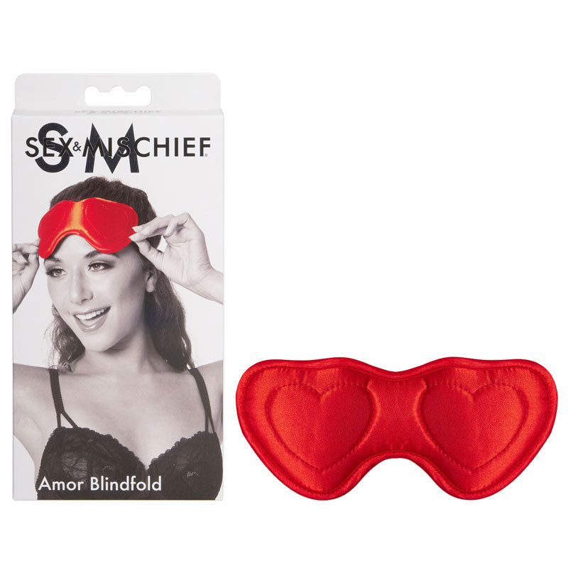 Sex & Mischief Amor Blindfold - Padded Satin Blindfold Red Blindfold