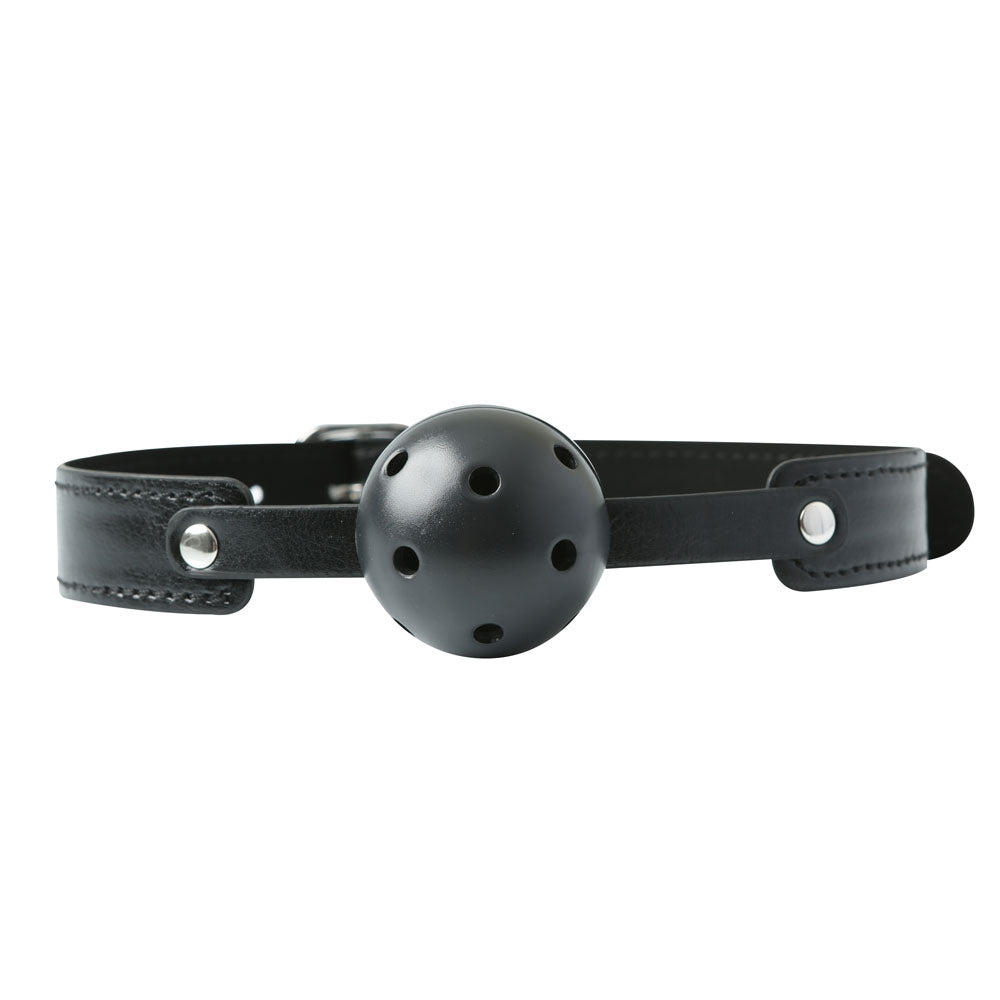 Sex & Mischief Breathable Black Ball Gag with 5 cm Diameter and Adjustable Strap - Mouth Restraint Gags
