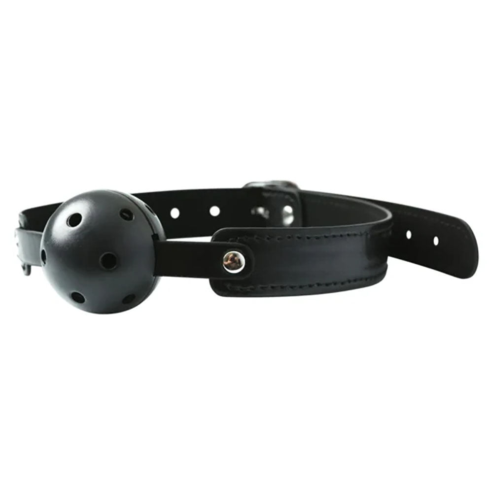 Sex & Mischief Breathable Black Ball Gag with 5 cm Diameter and Adjustable Strap - Mouth Restraint Gags