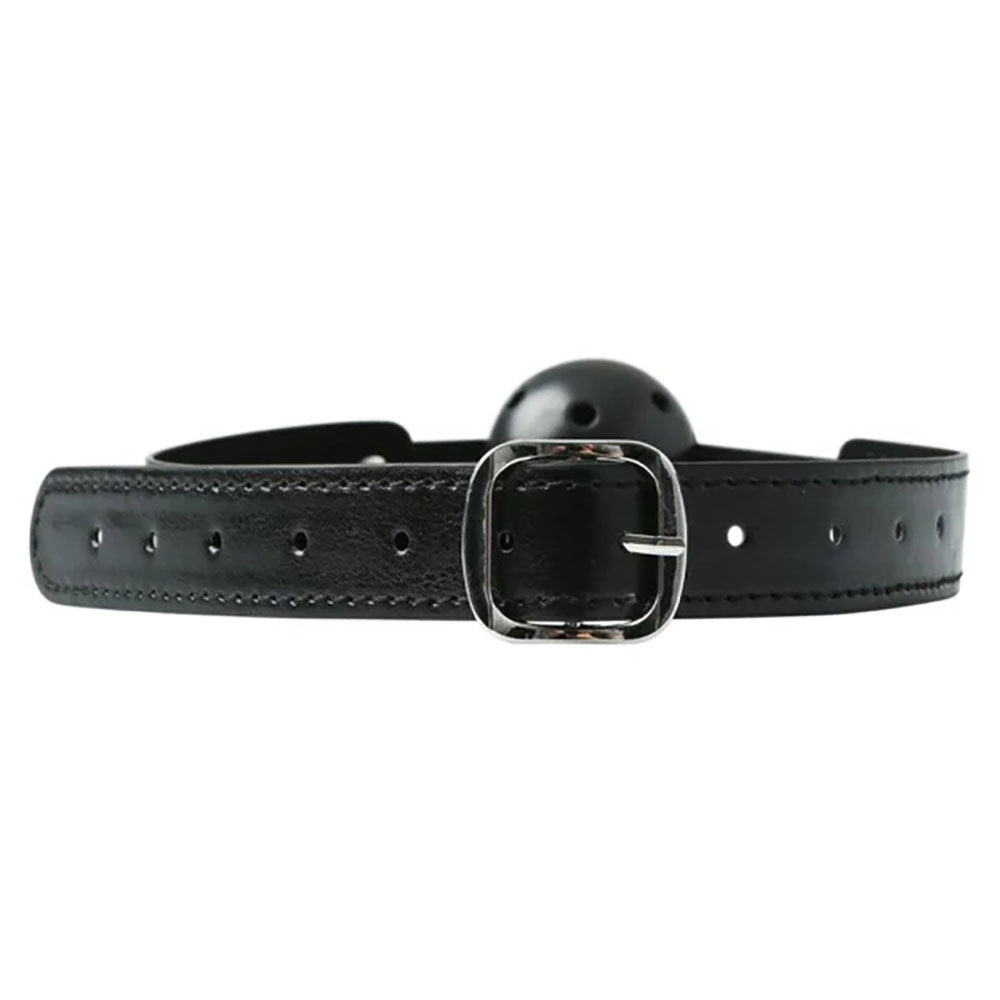 Sex & Mischief Breathable Black Ball Gag with 5 cm Diameter and Adjustable Strap - Mouth Restraint Gags