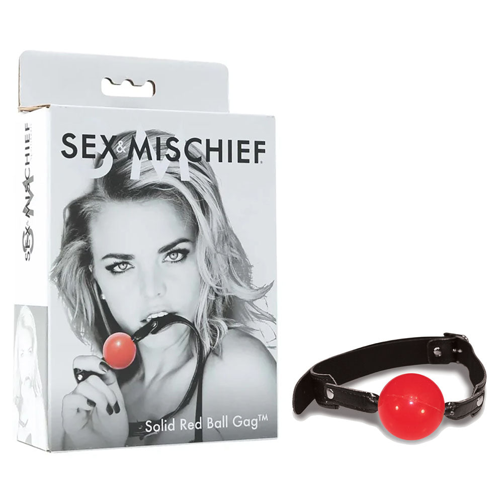 Sex and Mischief Solid Red Ball Gag for Adult Play and Adventure Red Gags