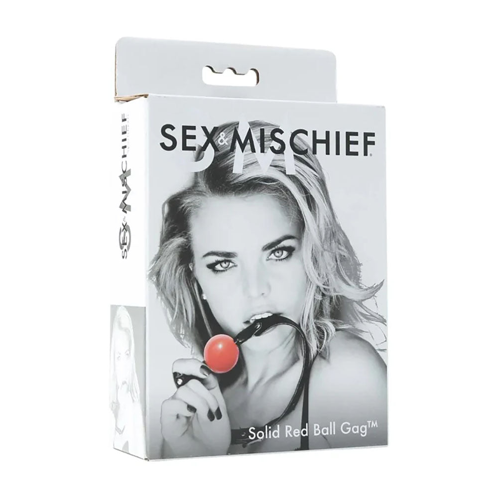 Sex and Mischief Solid Red Ball Gag for Adult Play and Adventure Gags