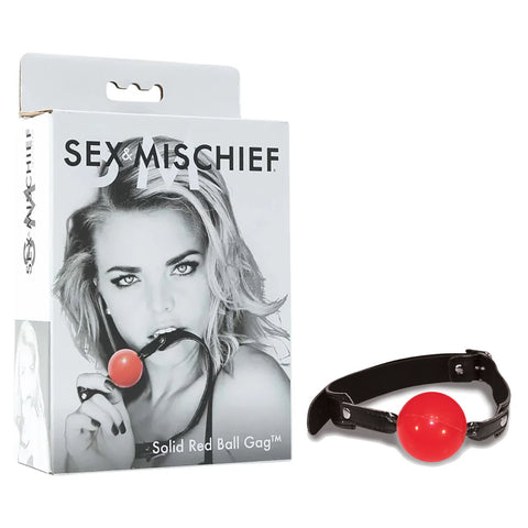 Sex and Mischief Solid Red Ball Gag for Adult Play and Adventure Red Gags