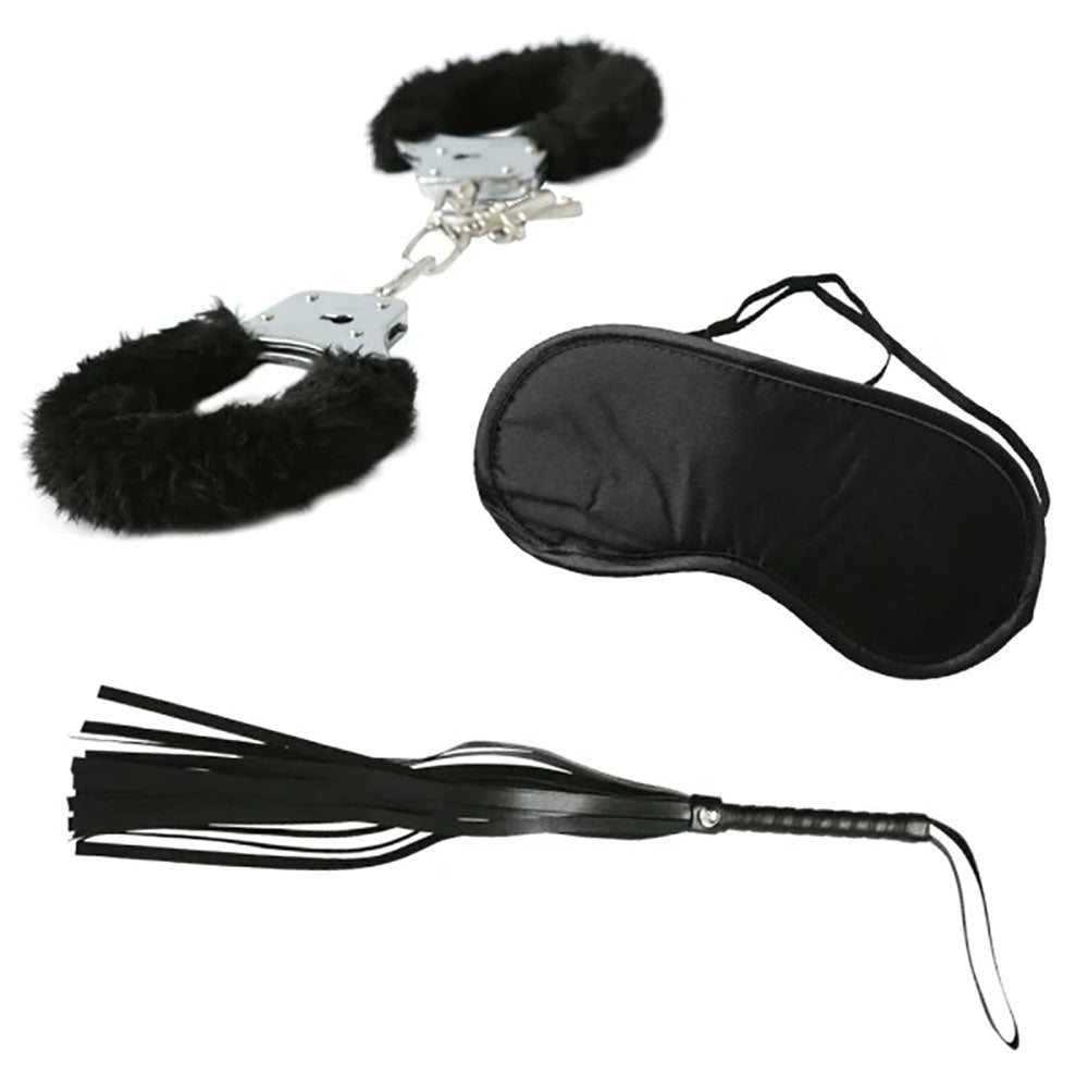 Sex & Mischief 3 Piece Intro to S&M Kit with 40 cm Whip Whips & Paddles
