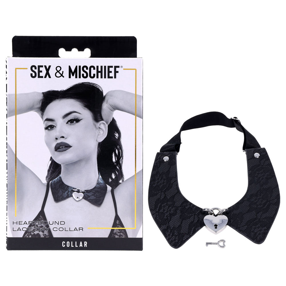 Heartbound Lace Day Collar with Silver Heart Lock > Clothes > Womens Leather
