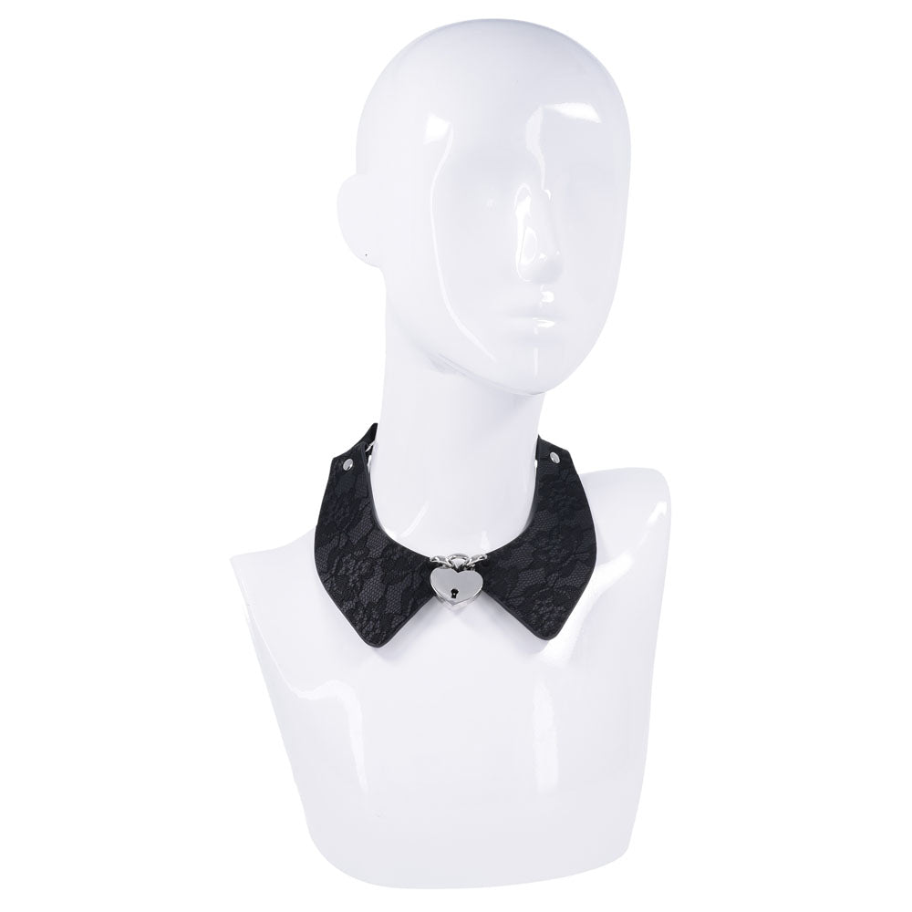 Heartbound Lace Day Collar with Silver Heart Lock > Clothes > Womens Leather