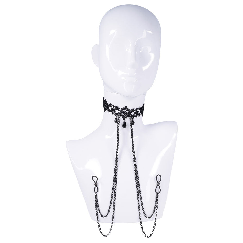Lace Collar Choker with Adjustable Nipple Ties > Clothes > Body Jewellery (Non Piercing)