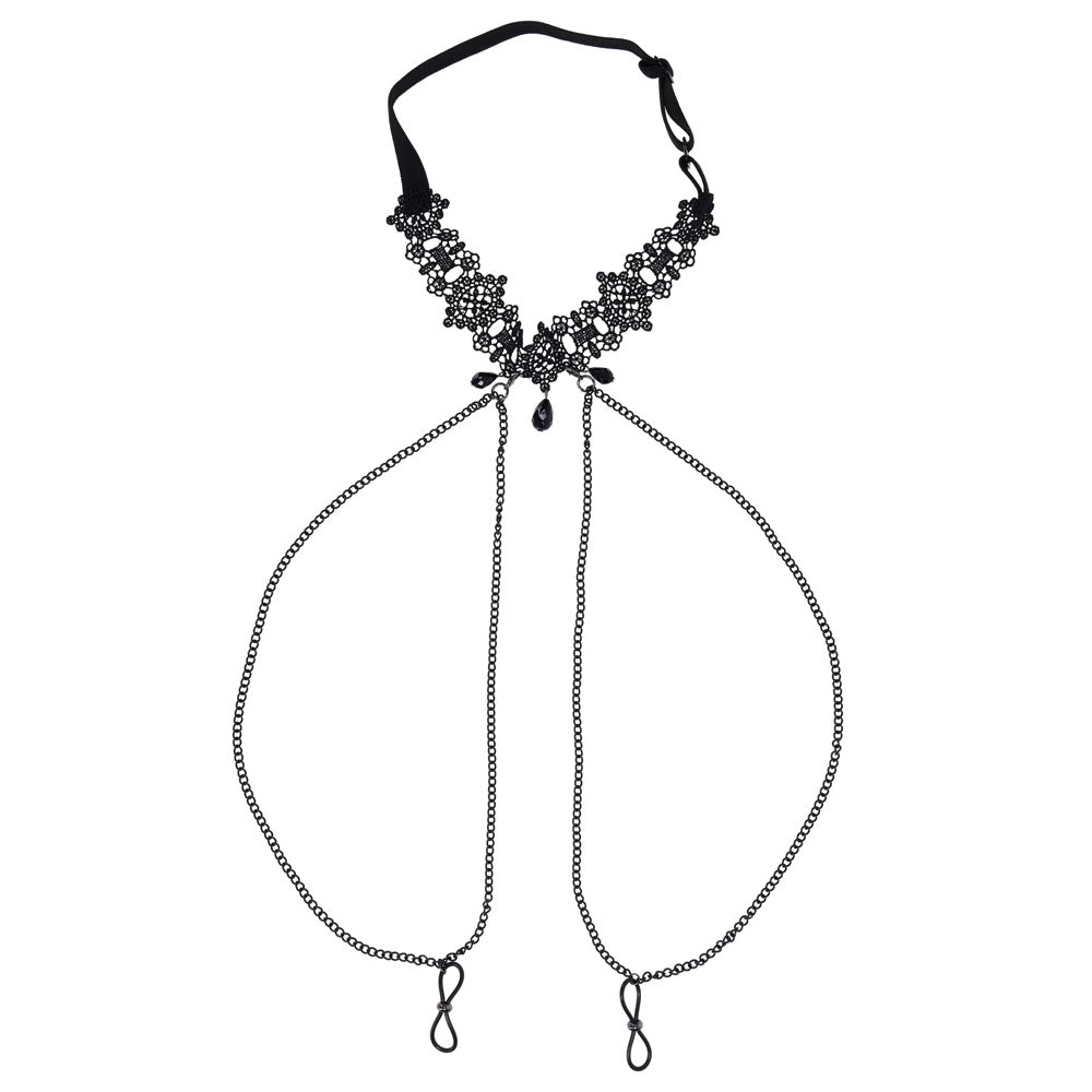 Lace Collar Choker with Adjustable Nipple Ties > Clothes > Body Jewellery (Non Piercing) Main image