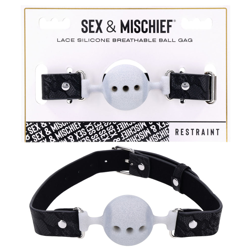 Lace Silicone Breathable Ball Gag – Soft Silicone Mouthpiece with Breathable Design Bondage Accessory > Bondage Gear > Gags and Bits