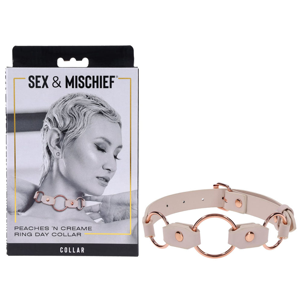 Peaches N Creame Ring Day Collar (Pink) – Luxury BDSM Collar Peach > Bondage Gear > Restraints
