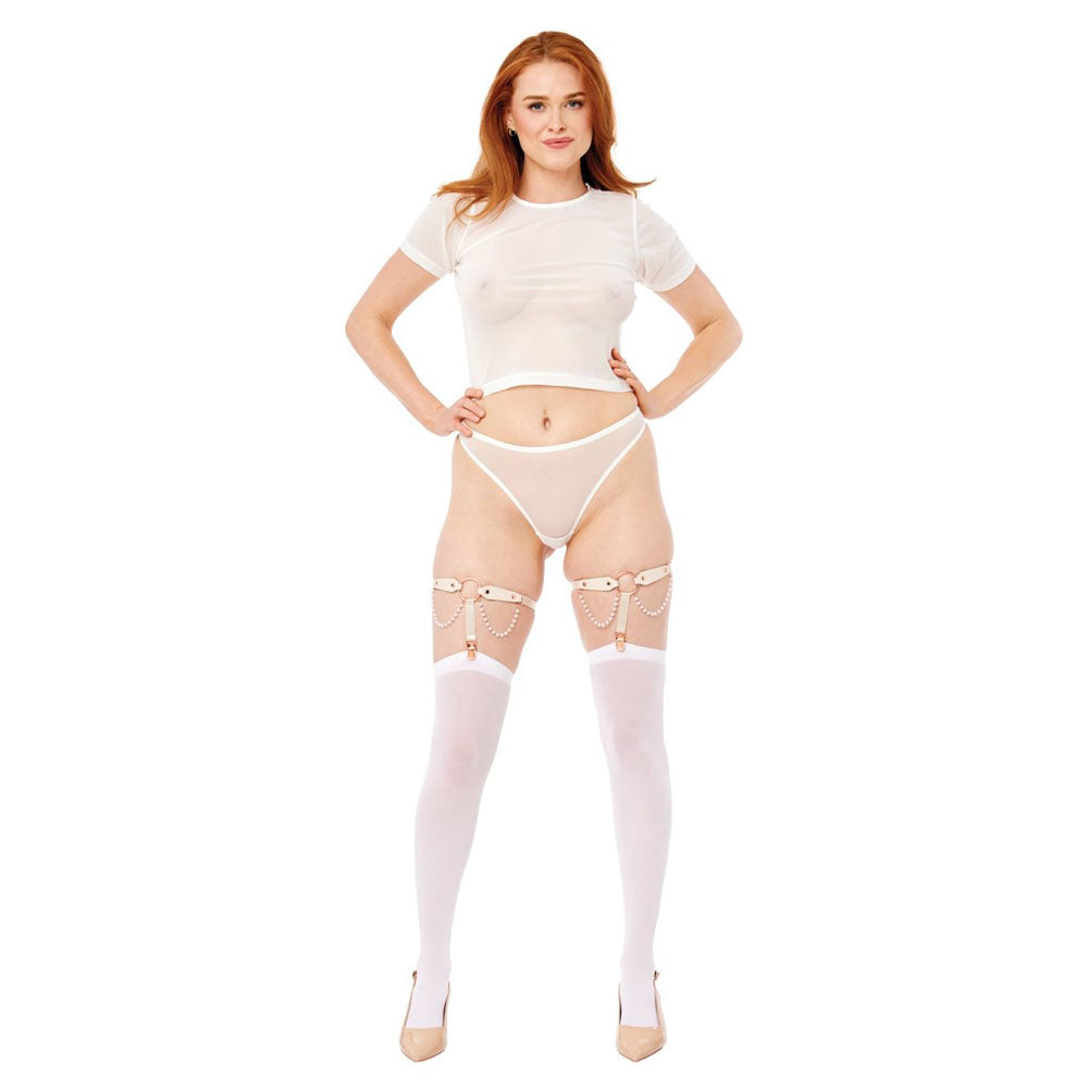 Peaches N Creame Pearl Garters (Peach) – Elegant Garters > Clothes > Hosiery > Garterbelt Sets