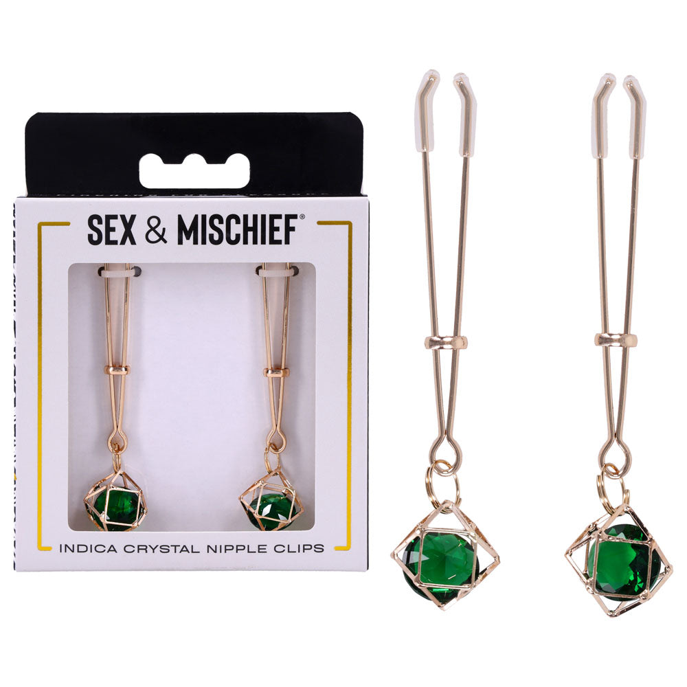 Indica Crystal Nipple Clips (Green) – Adjustable Tension Nipple Clips Nipple Clips
