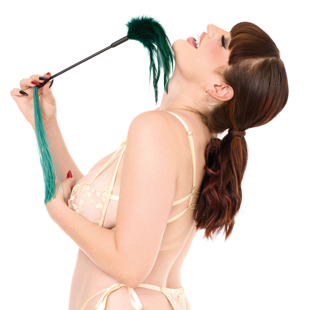 Indica Feather Tickler (Green) – Sensory Dual-Ended Tickler > Bondage Gear > Ticklers