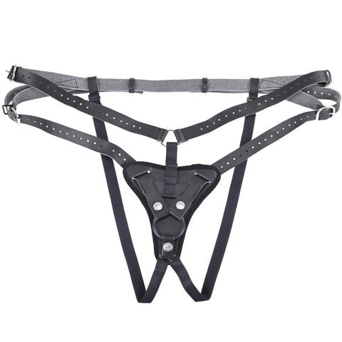 Sportsheets Aurora High Waisted Strap On Adjustable Strap-On Harness No Probe Included Black Size Up to 60 Inches Hip Harnesses & Strap-Ons