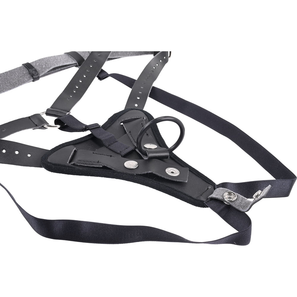 Sportsheets Aurora High Waisted Strap On Adjustable Strap-On Harness No Probe Included Black Size Up to 60 Inches Hip Harnesses & Strap-Ons