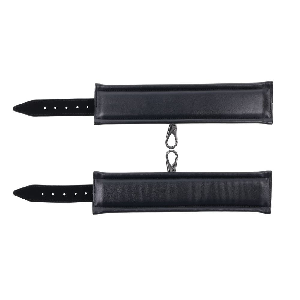 Sportsheets Velvet Noir Handcuffs Adjustable Cuff Restraints in Black Leather with Hematite Hardware > Bondage Gear > Restraints