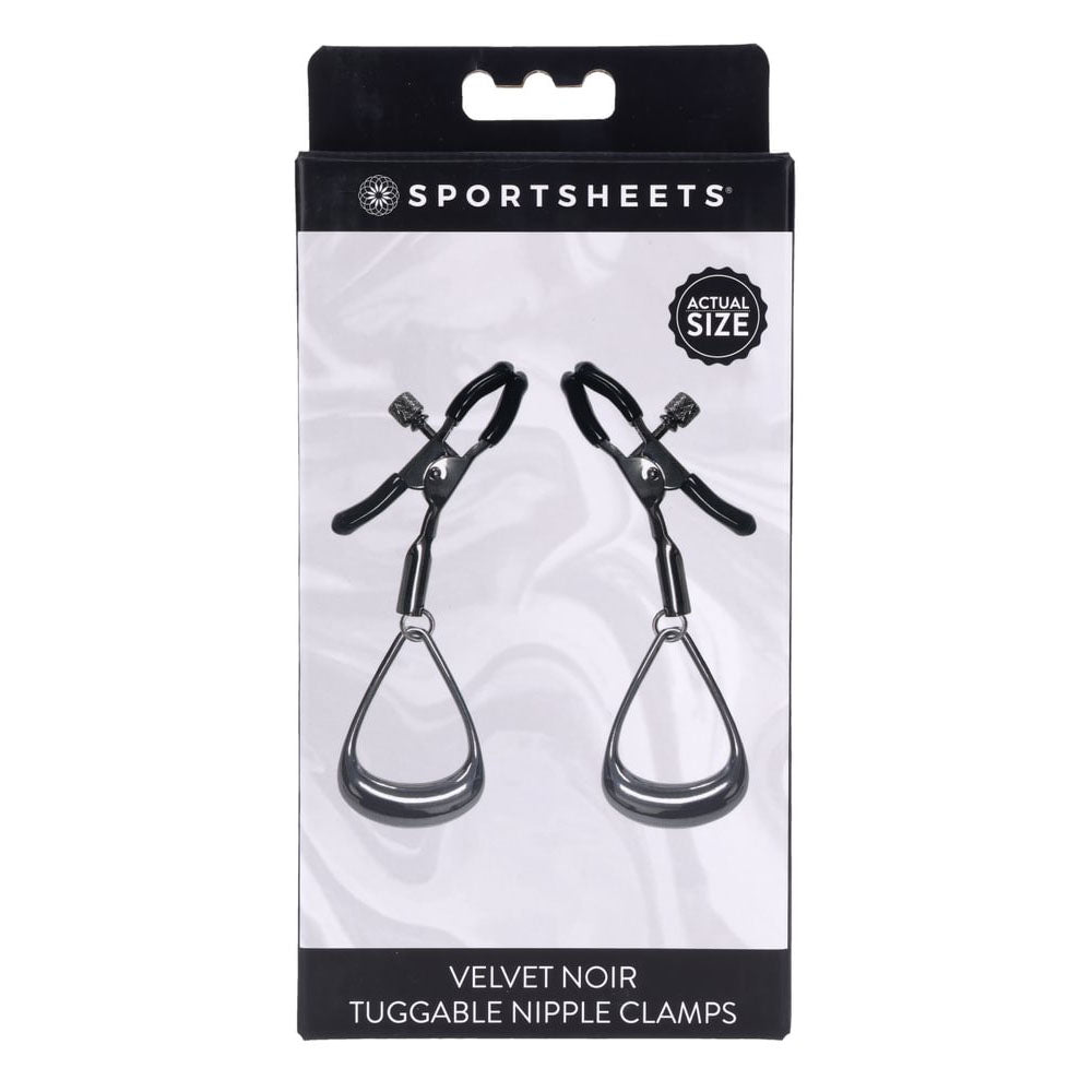 Sportsheets Velvet Noir Tuggable Nipple Clamps with Gunmetal Finish and Adjustable Restraints > Sex Toys > Nipple Clamps