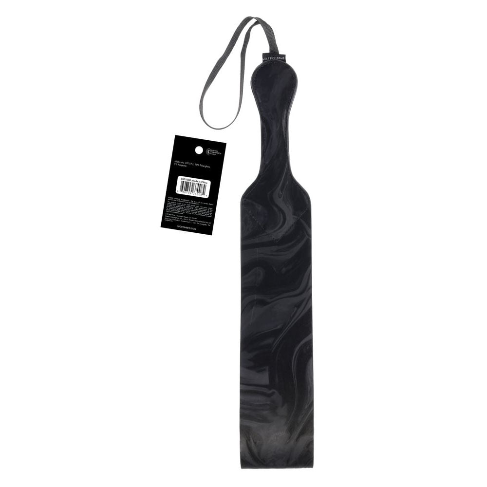 Sportsheets Velvet Noir Loop Paddle 42 cm Impact Toy with Vegan Leather and Wrist Loop Black Marbled Design Black Whips & Paddles