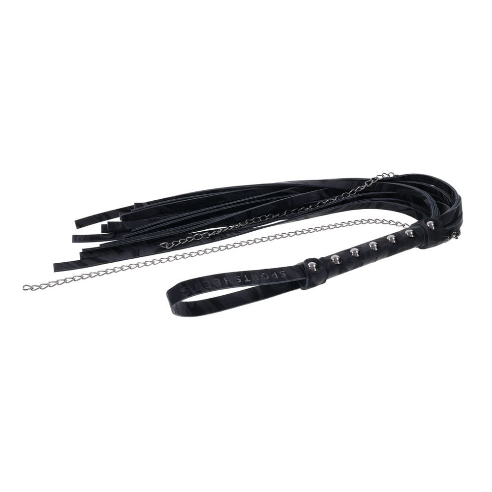 Sportsheets Velvet Noir Chain Flogger 43 cm Faux Leather and Hematite Chain Whip > Bondage Gear > Whips & Floggers