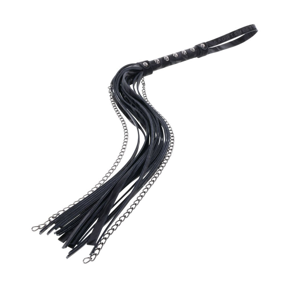 Sportsheets Velvet Noir Chain Flogger 43 cm Faux Leather and Hematite Chain Whip > Bondage Gear > Whips & Floggers