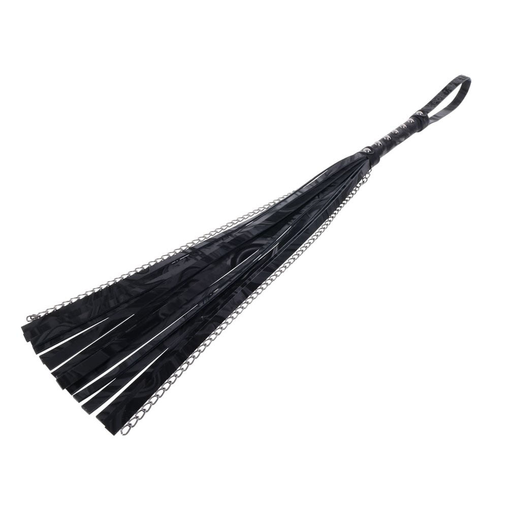 Sportsheets Velvet Noir Chain Flogger 43 cm Faux Leather and Hematite Chain Whip > Bondage Gear > Whips & Floggers
