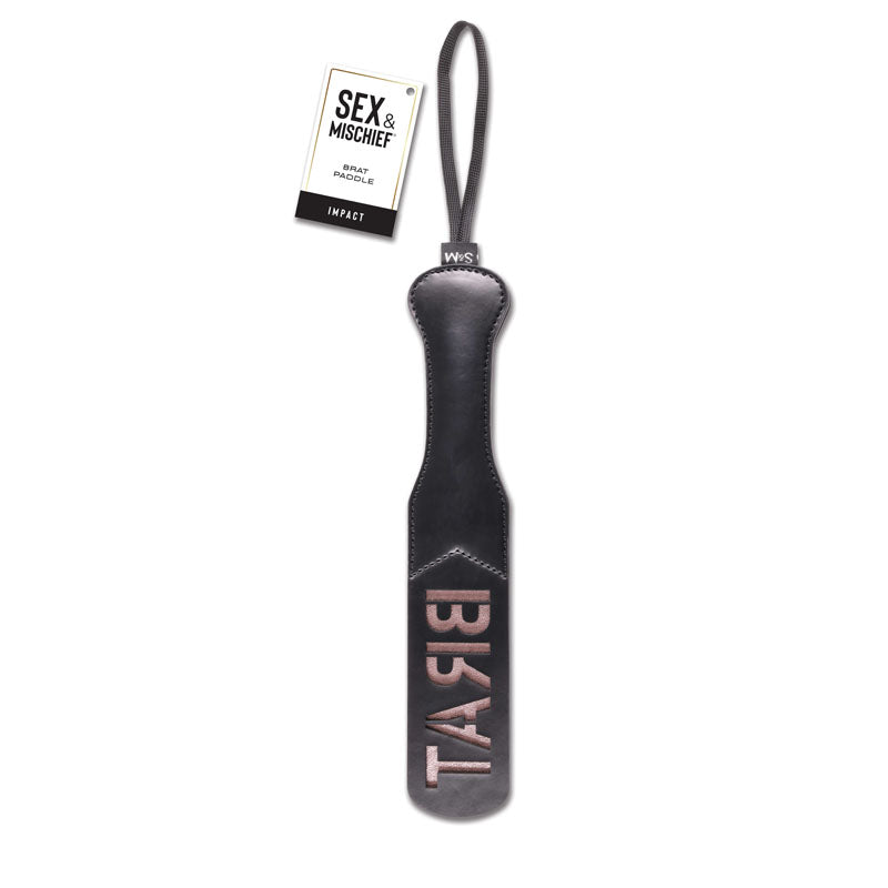 Sex & Mischief Brat Paddle 10.1 cm with Thuddy Impact Black Whips & Paddles