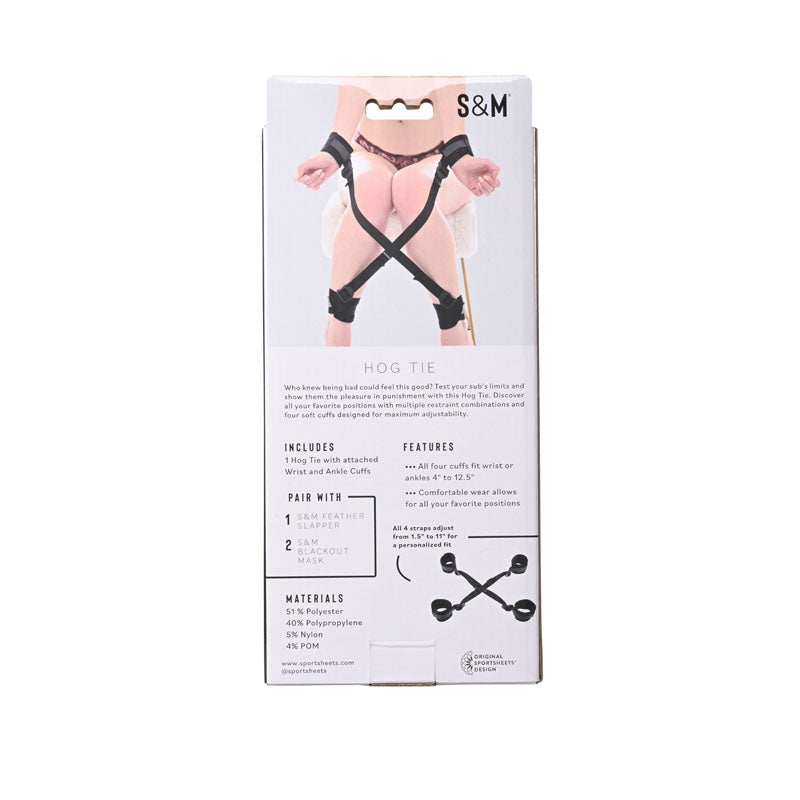 Sex & Mischief Hog Tie with Adjustable Cuffs - Black Restraints
