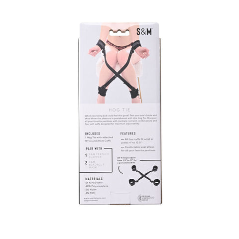 Sex & Mischief Hog Tie with Adjustable Cuffs - Black Restraints