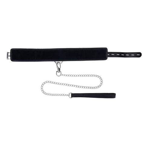 Edge Collar and Leash Neck Restraint with Heavy Duty Metal Leash Unisex Leather