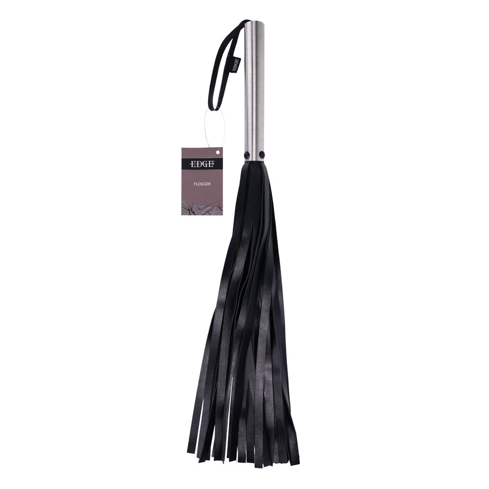 Edge Flogger Whip with Metal Handle for Impact Play Silver Whips & Paddles
