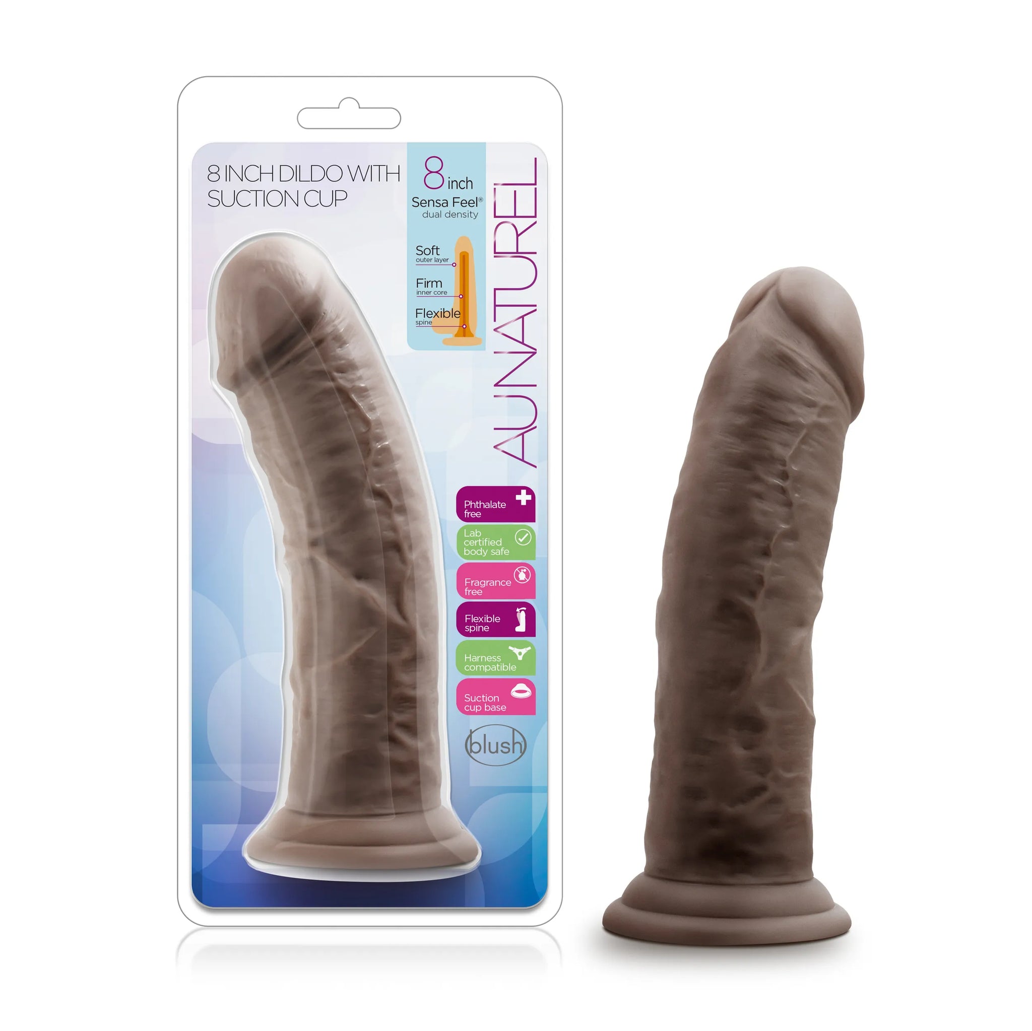 Blush Au Naturel 8 Inch Dildo – Dual Density Suction Cup Dildo > Dildos > Realistic Dildos