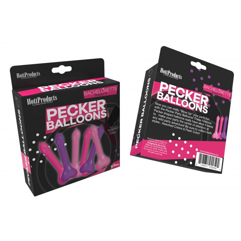 Pecker Balloons Assorted Colors 6 Pc Box Adult Party Supplies > Novelties > Bachelor & Bachelorette Items